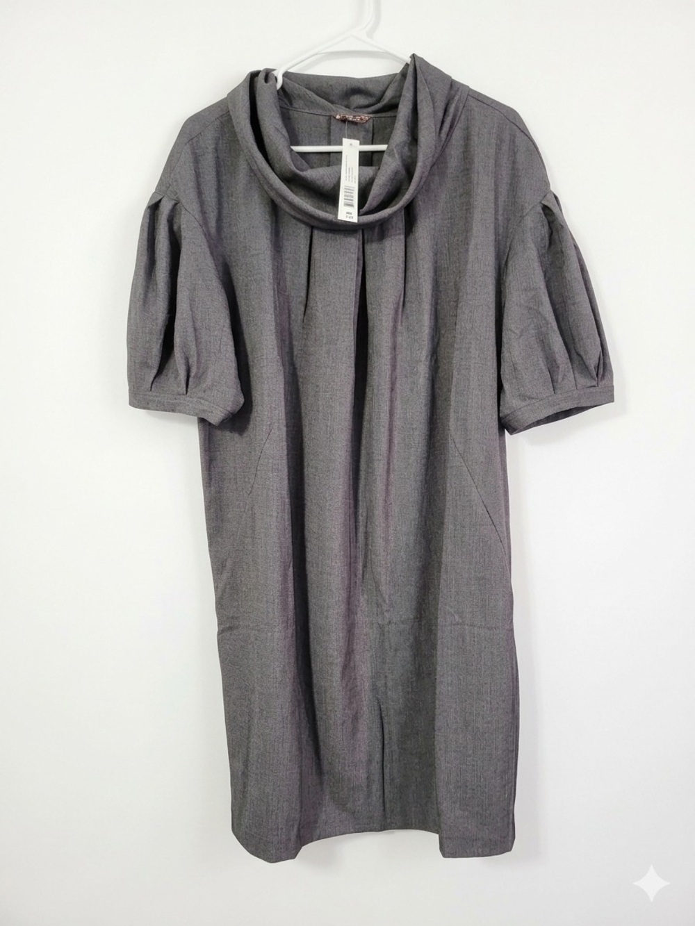 Adrienne Vittadini Gray Cowl Neck Midi Dress